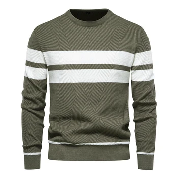 New Autumn Pullover Men's Sweater O-neck Patchwork Long Sleeve Warm Slim Sweaters Men Casual Fashion Sweater Men Clothing 1