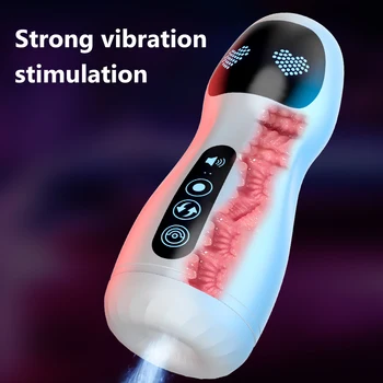 Automatic Male Masturbator Cup Strong Vibration Stimulation Real Vagina Pussy Penis Oral Sex Machine Vacuum Toys For Man Adults