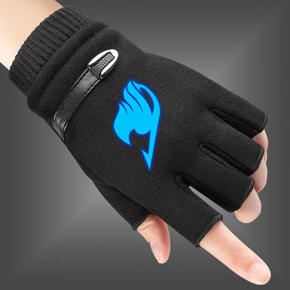 Fairy Tail Cartoon Fluorescent Luminous Children Gloves new boy girl Fingerless Gloves Spring Autumn Warm Knitted