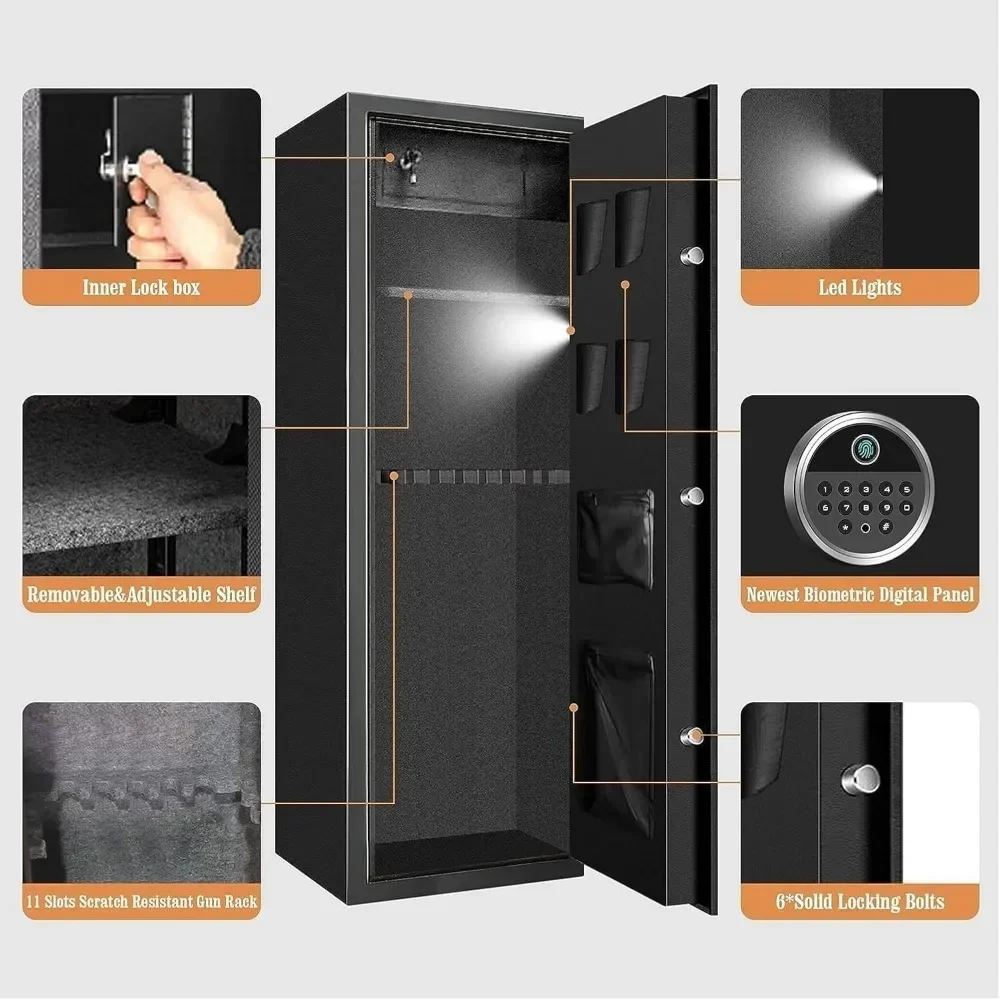 Tools Packaging Fireproof Biometric Gun Cabinet, Large Long Gun Safe for Rifles and Shotguns, with Detachable Gun Rack Tools 2