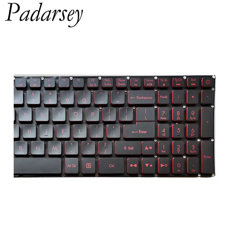 Padarsey Backlit Teclado dos Eua para Acer Nitro An515 51 An51552 An51531 An515-53 An51541 42 Teclados do Portátil Teclas Vermelhas - Imagem 4