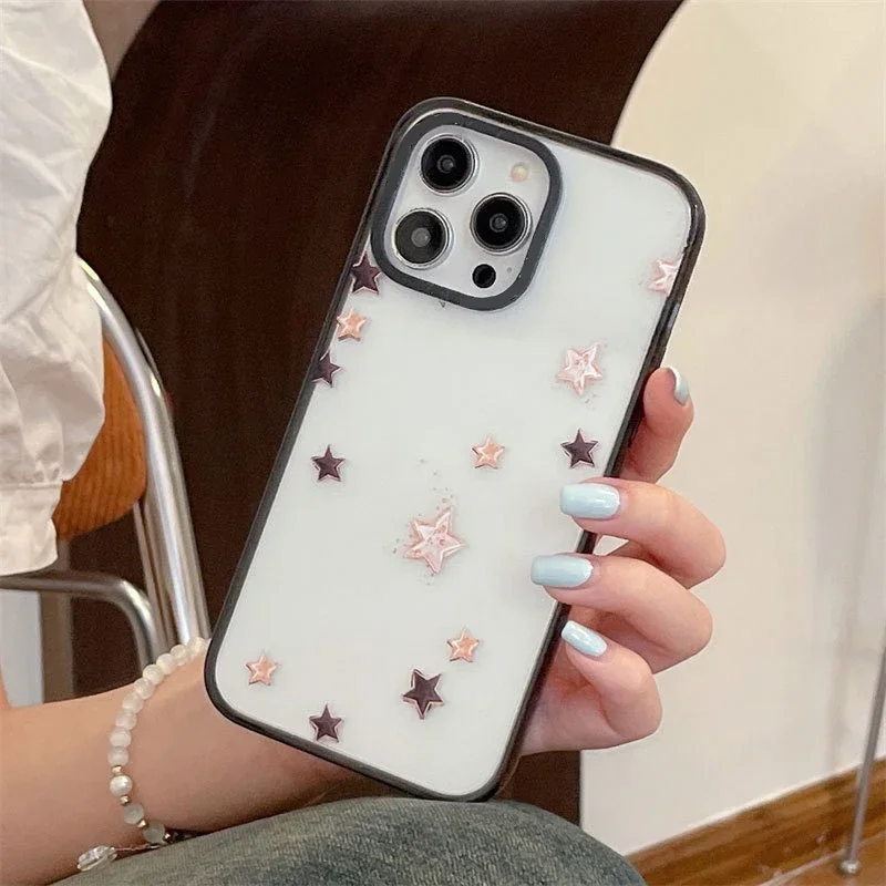 2.0 Version Acrylic Upgrade Border Stars Phone Case Cover for IPhone 11 12 13 14 15 Pro Max Case for IPhone 15 Pro Max