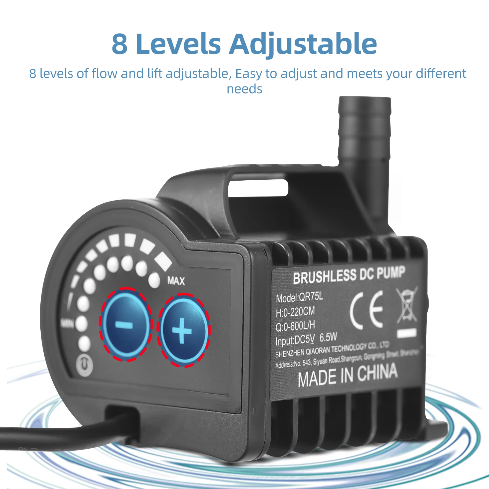 Submersible Water Pump Portable USB 8 Levels Adjustable 0-400L/H 0-600L/H Small Fountain Pump with 0-9.8ft Lift 7.2ft Lift 6.5ft water pump aquarium water pump fish tank pump