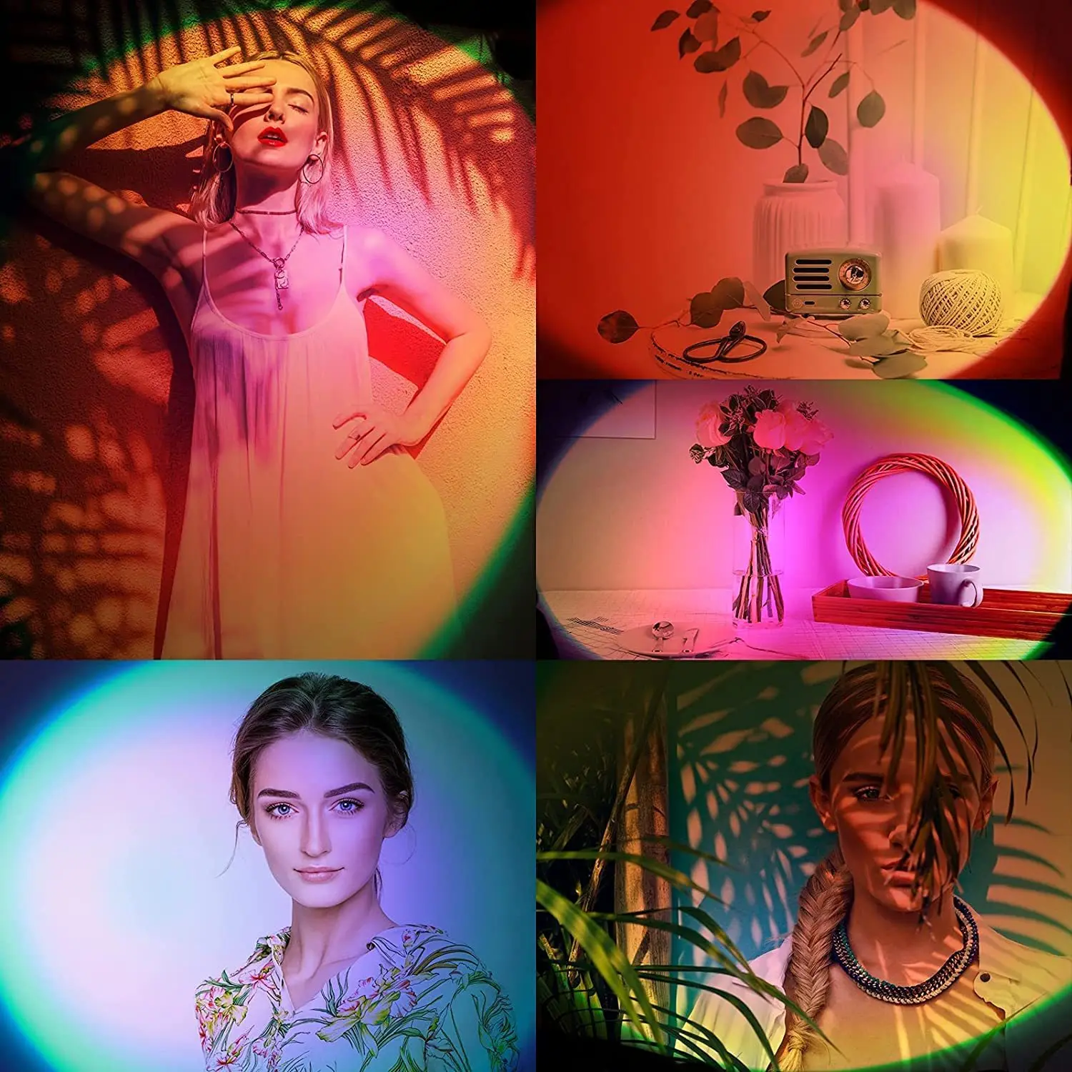 Tuya WIFI BT Sunset Lamp APP Remote Control RGB Landing Atmosphere Lamp Rainbow Projection Live Background Sunset