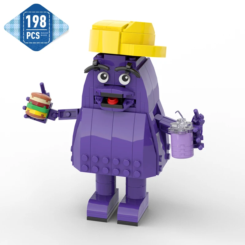 

MOC, ужас, монстр, экшн-фигурка молочного коктейля, строительные блоки, модель фиолетового монстра, креативное украшение, строительные блоки