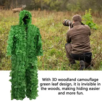 Outdoor Camouflage Clothes Jungle Suit CS Training Leaves Clothing Hunting Suit Pants Hooded Jacket Universal Camo Set 6