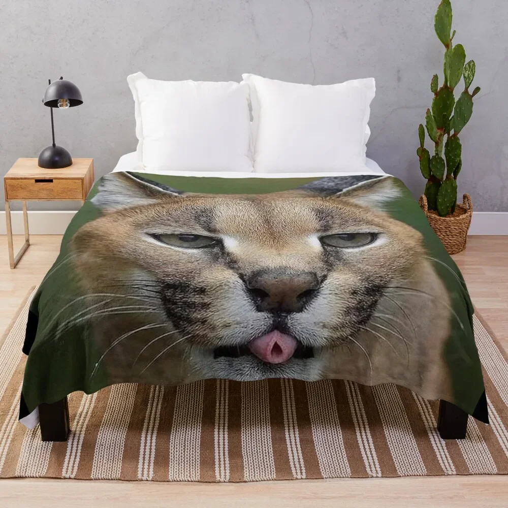 

Handsome Floppa Throw Blanket Personalized Gift Hair Blankets