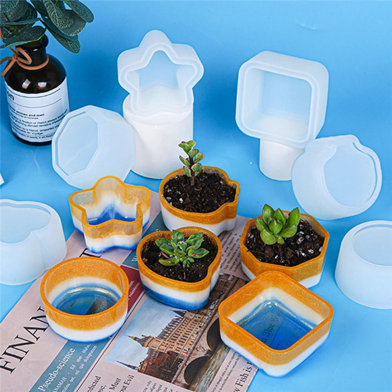 3D Silicone Geometric Creativity Plant Pot Molds Concrete Cement Form DIY Arts Aroma Craft Moulds Flowerpot Clay Plaster Mold