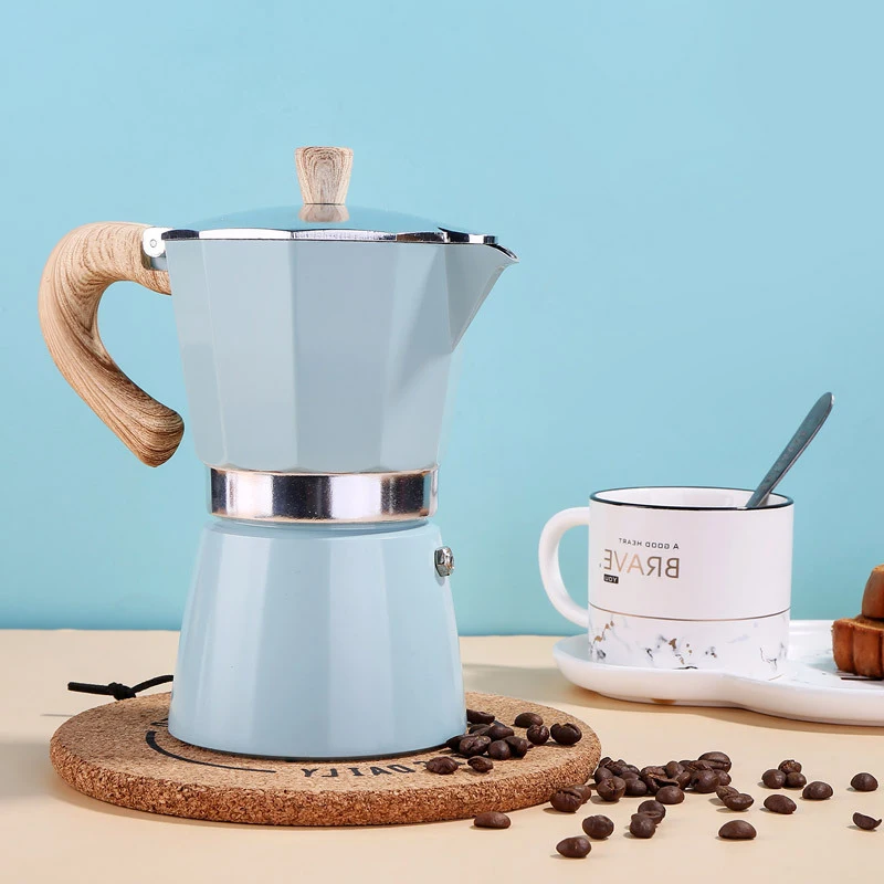 150/300ml Moka Pot Vintage Wooden Handle Espresso Maker Café Brewing Tools  Barista Italian Cafe Tools Cafe Accessories