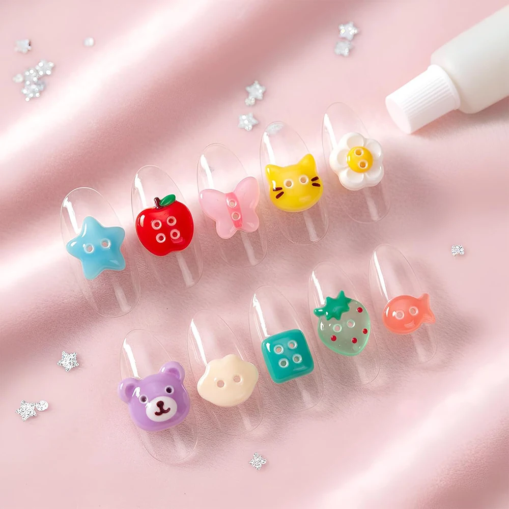3D Silicone Gel Nail Art Molds Lovely Animals Stars Shapes DIY Resin Button Charms Nail Art Decoration Manicure Tool Supplies 2