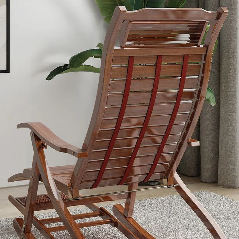 Sofa Chair Relaxing Recliner Leisure Home Bamboo Rocking Chair Adult Balcony Relax Armrest Folding Bed Living Room Sedie Home Furniture