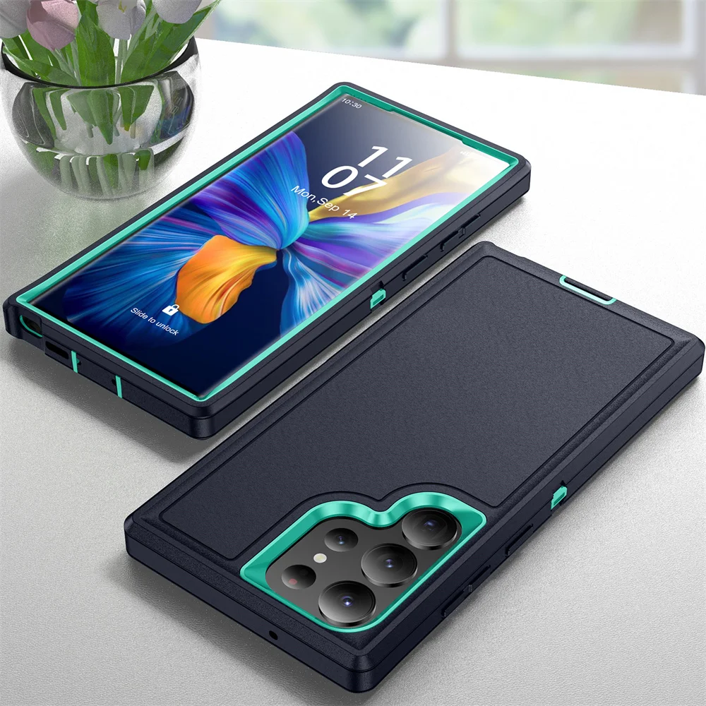 Rugged 3-in-1 Military Shockproof Armor Phone Case with Clashing Splicing Design