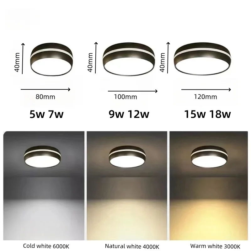 Nordic Surface Mounted LED Ceiling Light Downlights 5W 7W 9W 12W 15W 18W Side Illuminated LED Spotlight For Room Home Decor