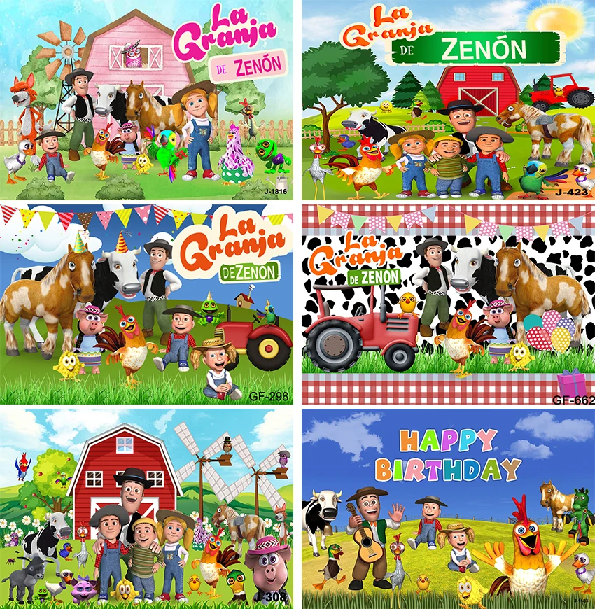 La Granja De Zenon Photo Background Child Happy Birthday Photography Background Farm Vinyl Decoration Banner Puntelli
