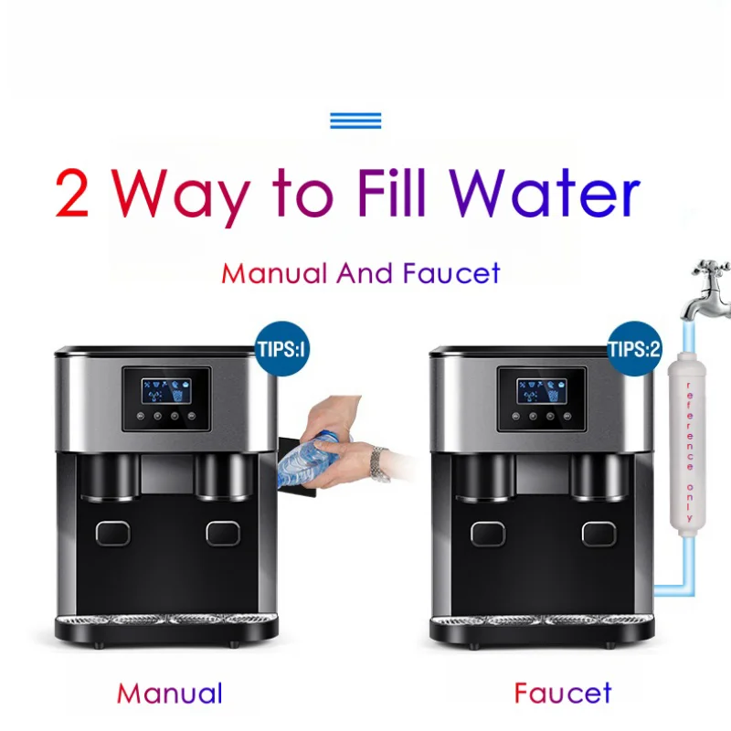 3 in 1 Ice Makers Countertop Self-cleaning Water Dispenser with Crushed Ice Machine 33lbs for Home Kitchen Office