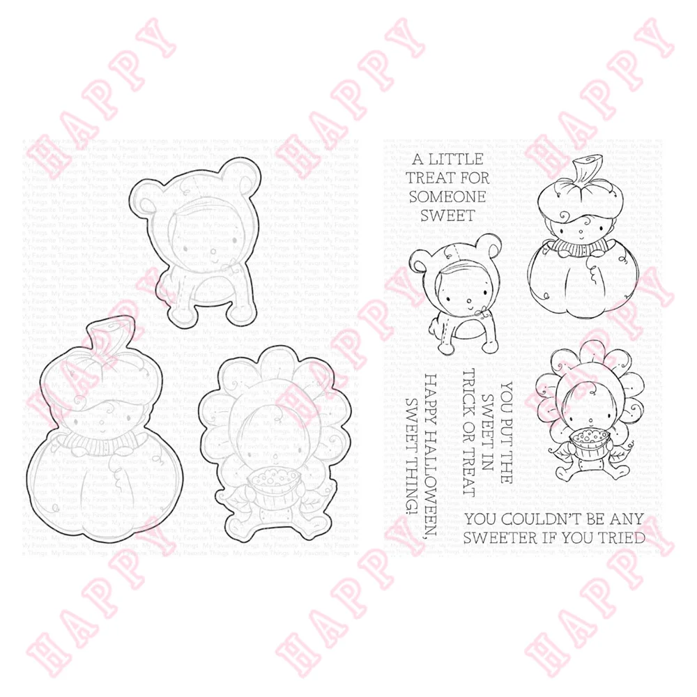 

Halloween Sweetest Trick or Treaters Metal Cut Dies Stamps Decoration DIY Craft Make Greeting Card Scrapbook Embossing Template