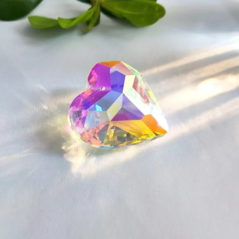 AB Heart Crystal Prisms Suncatcher Chandelier Part Love Pendant Glass Hanging Home Wedding Decor DIY Ornament Accessories 45mm