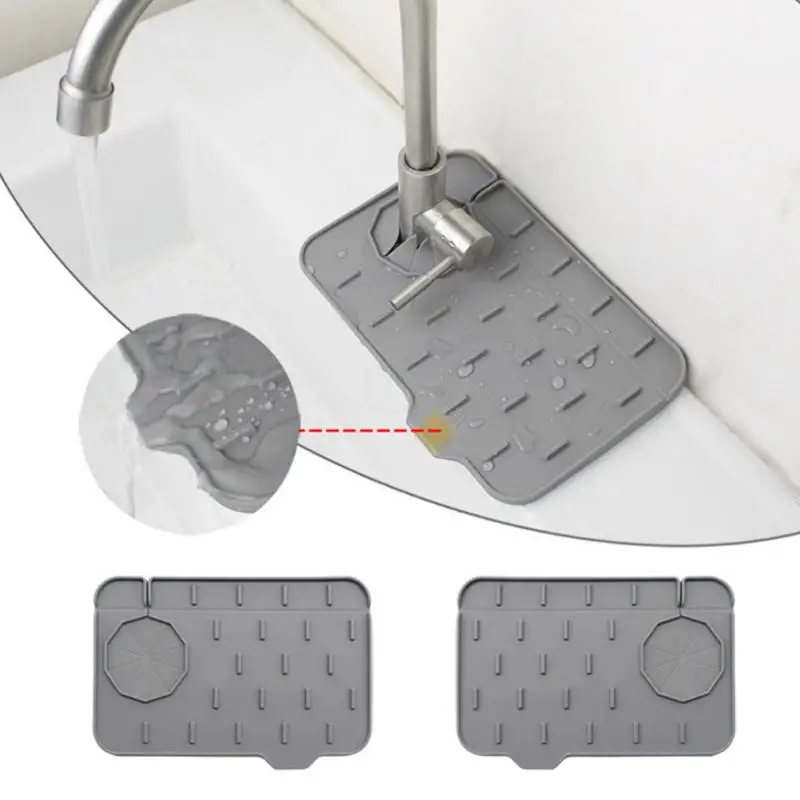 

Kitchen Faucet Absorbent Silicone Mat, Sink Splash Guard, Drainage Sponge Drying Rack, Bathroom Countertop Protection Mat