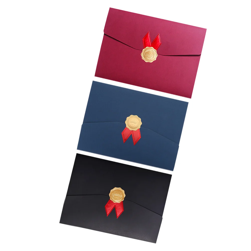 

3 Pcs Paperplates Blue File Folders Certificate Envelope Graduation Diploma Cover Holder Holders Paperboard Frame Covers