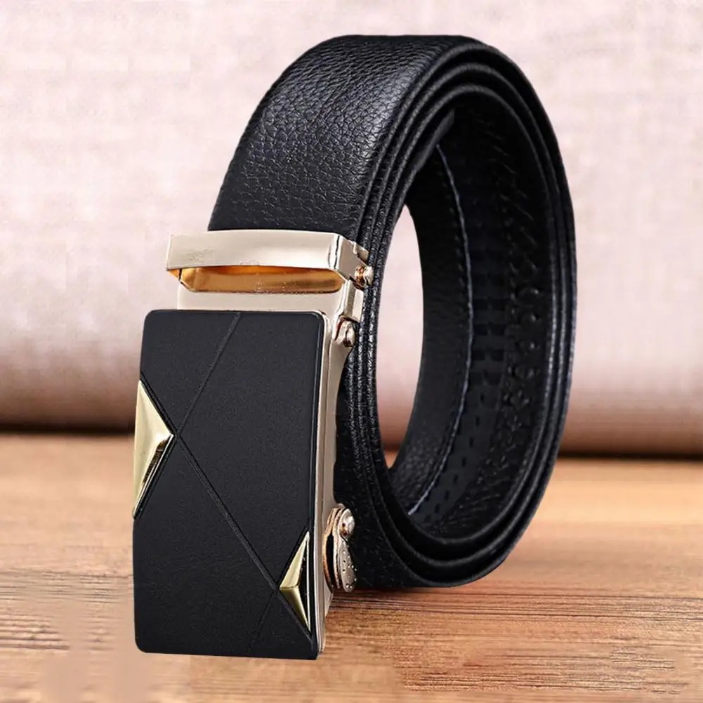 

Men Suit Pants Belt Durable Anti-slip Men's Business Belt with Smooth Faux Leather Alloy Buckle for Meetings Commutes Men Belt