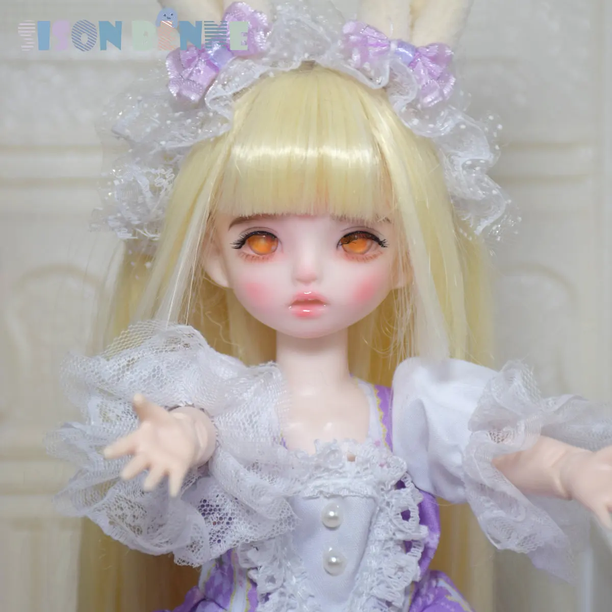 

SISON BENNE 1/6 BJD Doll Toy Cute Girl Doll with Upgrade Face Makeup Blonde Wigs Dress Shoes
