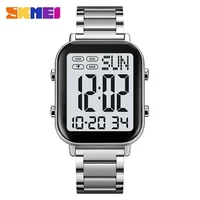 SKMEI 2259 Luxury EL Display Stainless Steel Digital Watch for Men Waterproof Sport Electronic Mens Wristwatch 1859 Reloj Hombre 1