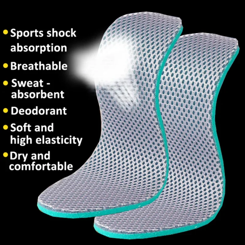 Soft Sports Insoles Breathable Sweat-Absorbent Deodorant Cushion Basketball Thickened Shock Absorption Pad Men Women Shoe Pads