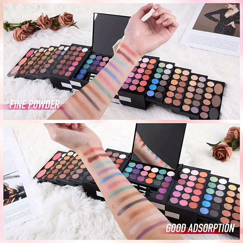 142-color eye shadow, 3-color blush, 3-color eyebrow powder makeup set, makeup artist's special makeup 4