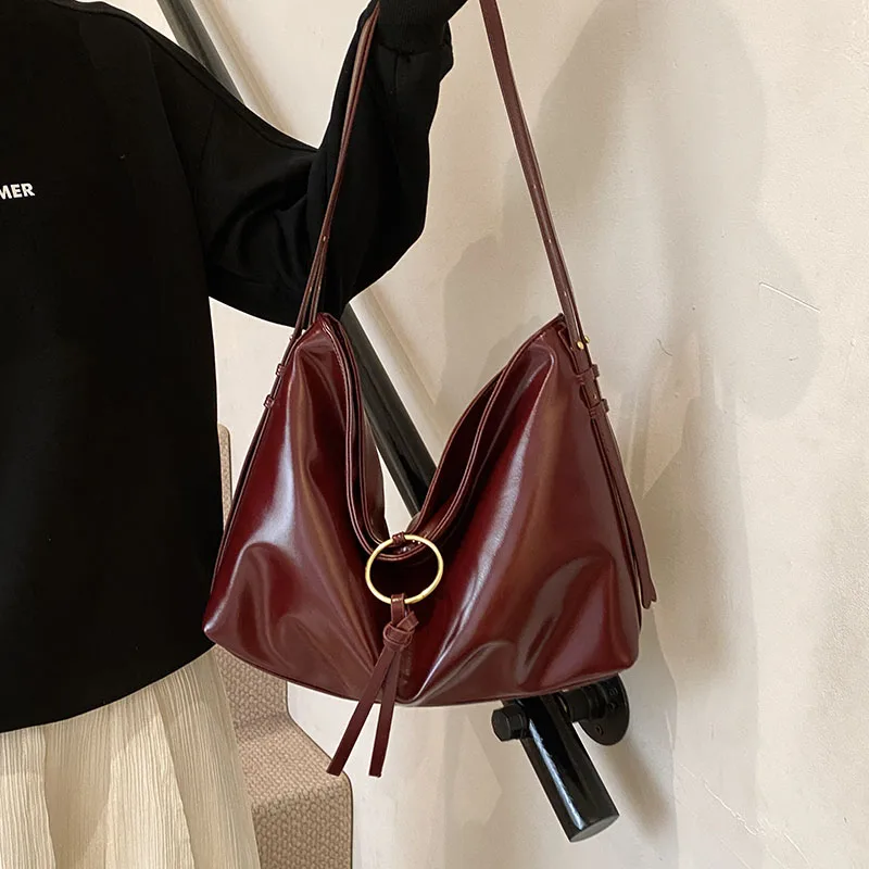 Hobo Bag PU Leather Handabg Trendy Top Handle Satchel Slouchy Shoulder Purse for Women Present for Birthday and Valentine