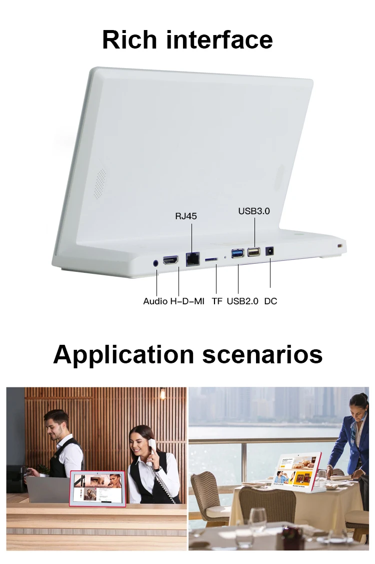 OEM L자형 15.6인치 터치스크린 고객 피드백 평가기 레스토랑 주문용 RJ45 옵션 POE NFC 데스크탑 안드로이드 태블릿