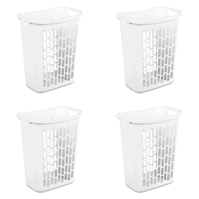 Rectangular Open Laundry Hamper Plastic, White, Set of 4 Storage