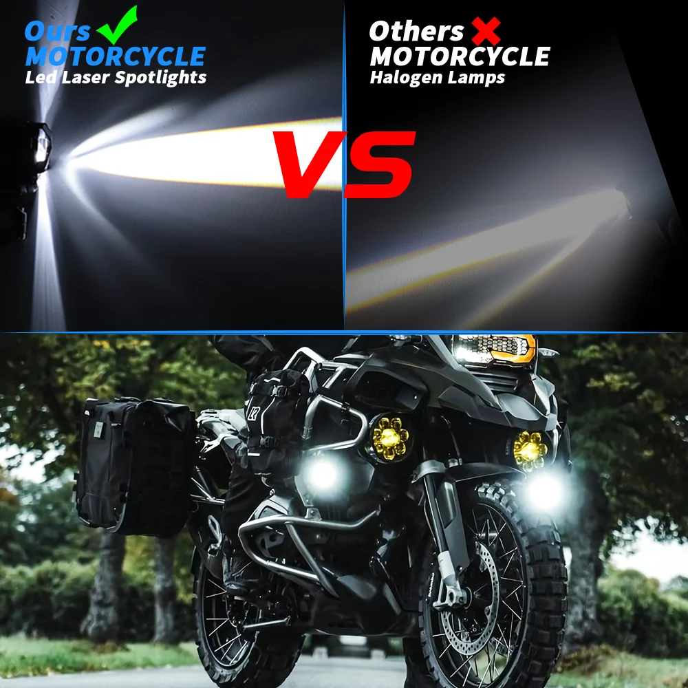Motorcycle Headlight Fog Lights Led Auxiliary Driving Lamp Dual Color For BMW R