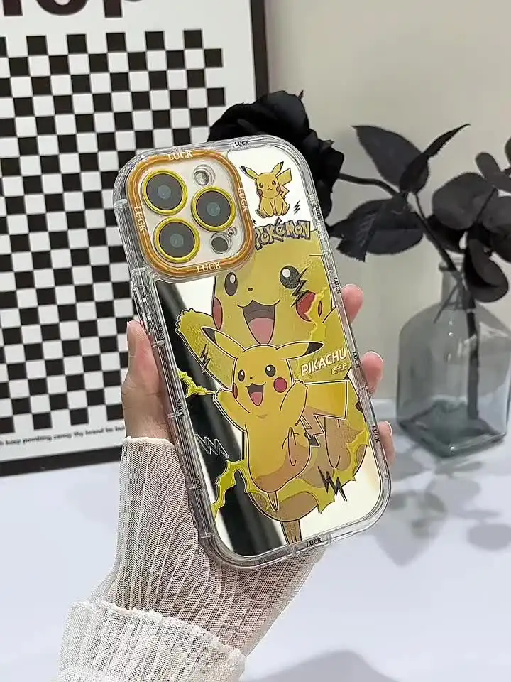 Cute Sylveon Pikachus Mirror Phone Case for iPhone 11 12 13 14 15