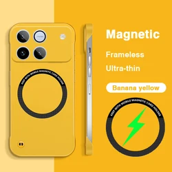Camera Protection Frameless Magnetic Phone Case - Hard, Thin, Wireless Charging Back Cover for Honor Win (Banana Yellow)