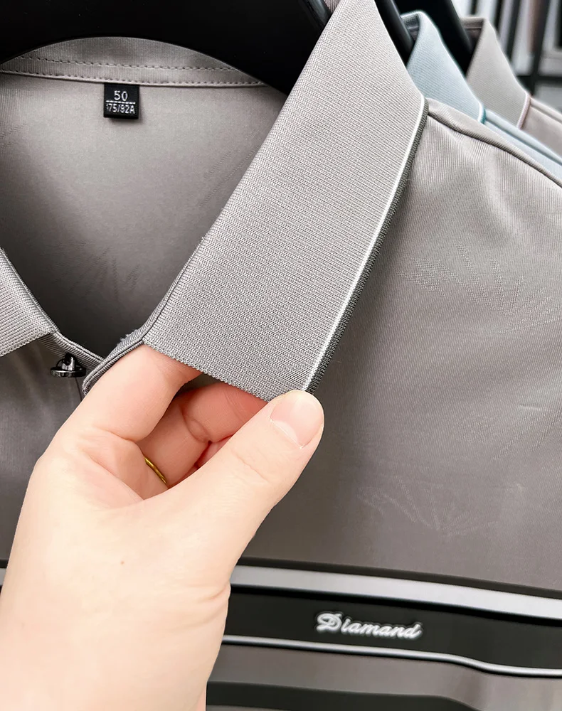 Advanced letter decal men short sleeve T-shirt light luxury brand fashion striped color blocked summer breathable new polo shirt 18 S65c8d614c122422b9c318a0904236c26H