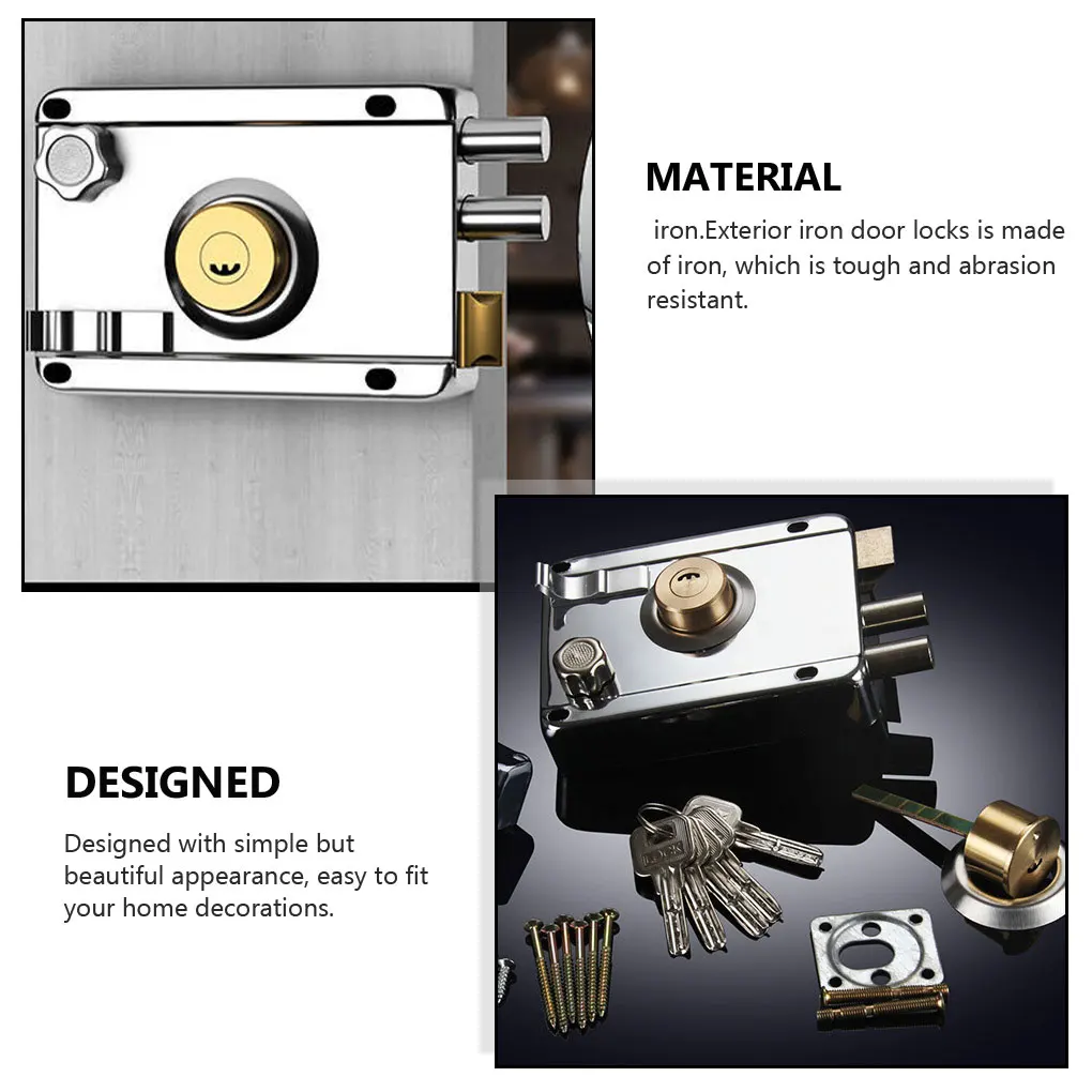 Smooth Lock Antique Household Front Door House Padlocks Locking Accessories Universal Heavy-Duty Gear With Key