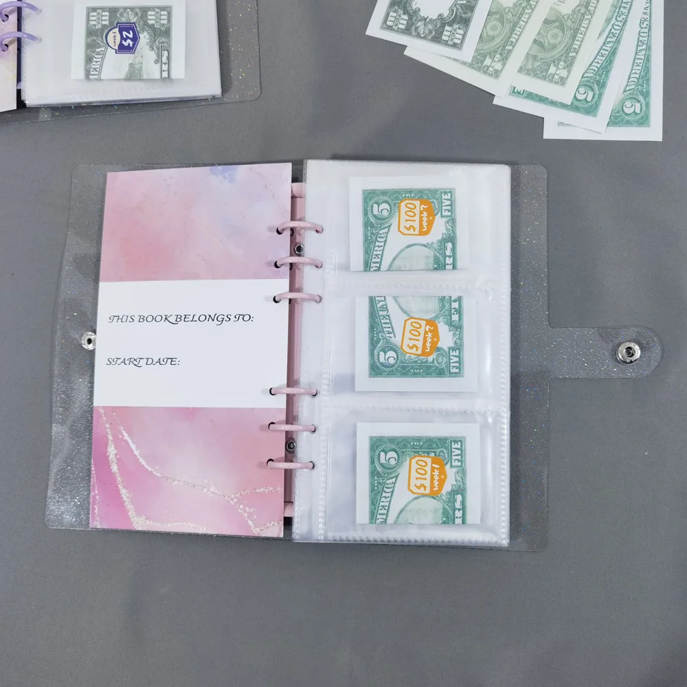 재사용 가능한 현금 플래너 봉투, 재미있는 돈 절약 정리함, 현금 채우기 및 저축, 52 주 바인더 절약 챌린지, 예산서