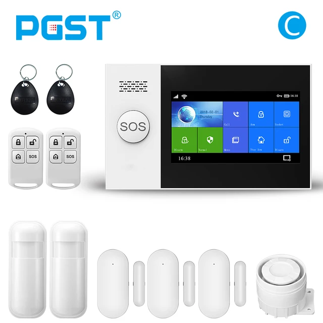 PGST PG-107 Tuya Wireless Home WIFI GSM Home Security With Motion Detector Sensor Burglar Alarm System APP Control Support Alexa C.