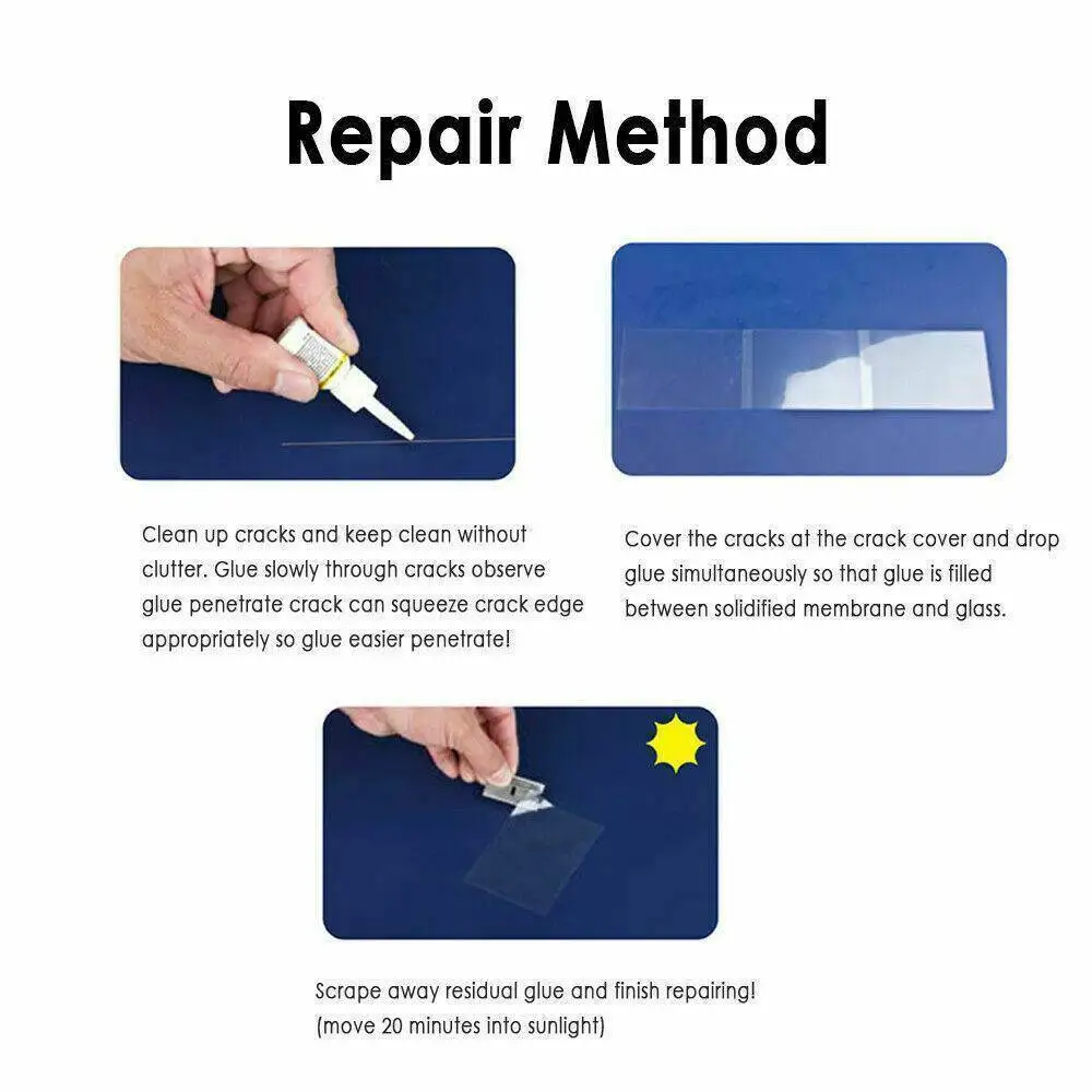 Big Sale Car Windshield Glass Cracked Repair Agent Set Auto Glass Windscreen Repair Fluid With Resin+blade+strips