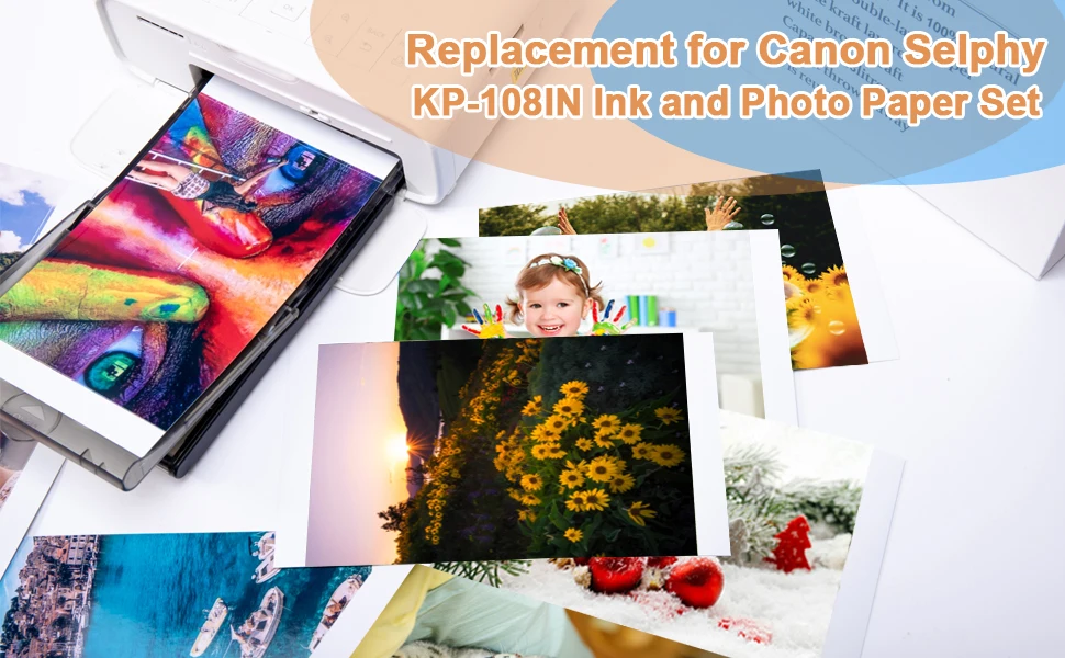 Ink Cartridge & Photo Paper Compatible for Iconic Brand Selpy CP1300 CP1500 CP1200 Photo Printer KP-108IN KP-36IN 100x148mm (4x6inches)