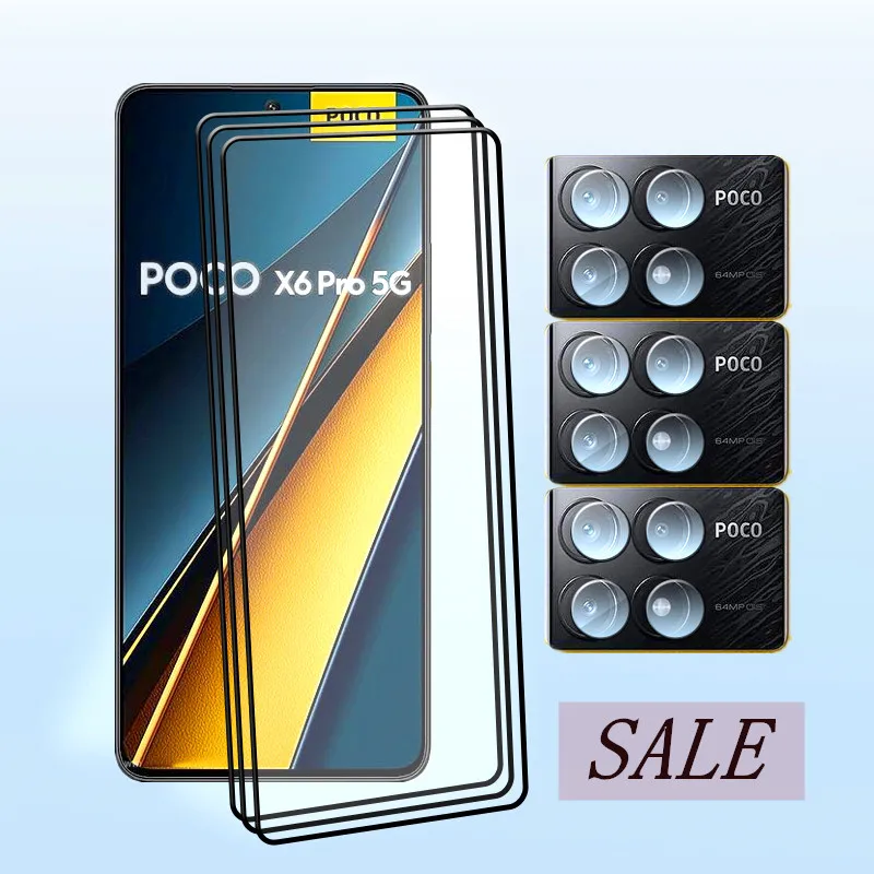 For POCO X6 Pro Screen Glass For Poco X6 5G Screen Protector 9H Tempered Protective For X6 Pro Camera Soft film