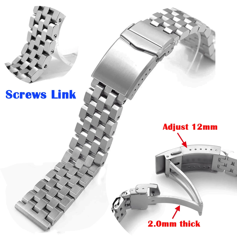 Luxury Solid Buckle Watch Band Stainless Steel Bracelet for Seiko 5 SKX007  SKX013 Replacement Screws Link 18mm 20mm 22mm Strap| | - AliExpress