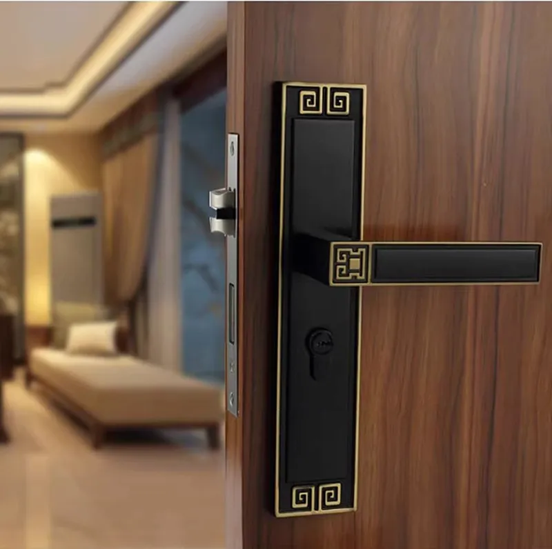 Description Picture 5 of itemChinese Style Bedroom Door Lock Zinc Alloy Handle Lock Body Set Universal Mute Security Door Locks Household Hardware