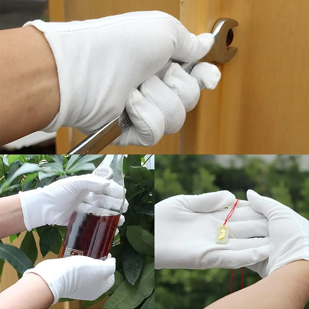2Pairs White Cotton Gloves Thickened Stretchable Lining Glove Cleaning Glove Gardening Gloves Jewelry for Home Work