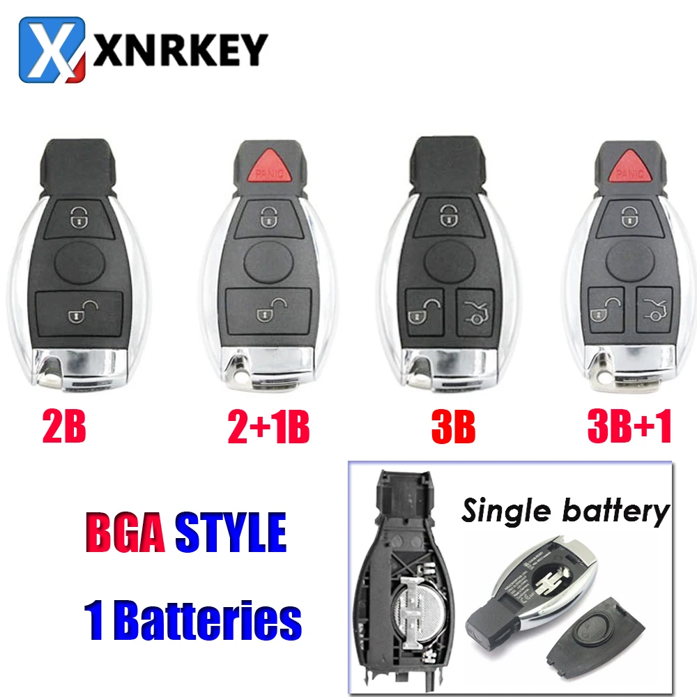 XNRKEY-carcasa de llave de coche BGA 2/3/4 botones, sin llave, para Mercedes Benz 2000, compatible con NEC y BGA originales