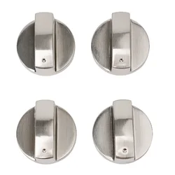 Silver Gas Stove Knob Set - Modern Kitchen Control Switches for Household Replacement (4pcs)