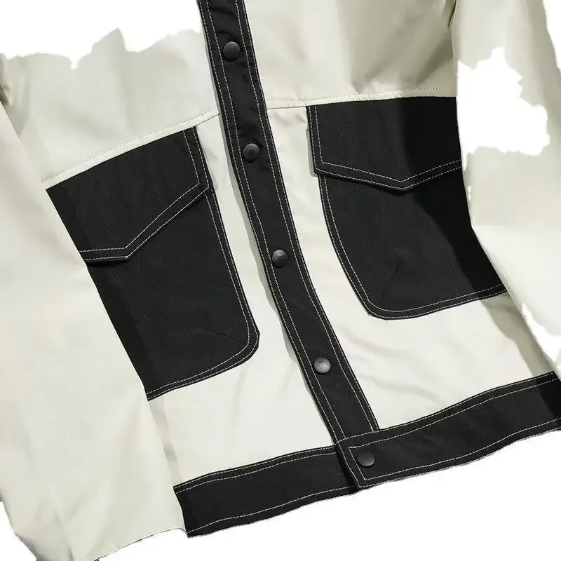 봄철 커플 루즈핏 다용도 홍콩 스타일 가디건 재킷 컬러 블록 캐주얼 일본 트렌디 브랜드 볼파크 재킷 F