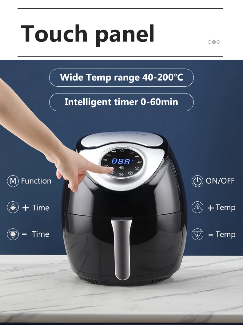 110V 220V 8L Electric Oil Free Deep Fryer Intelligent Touchscreen Multifunctional Home Cooking Tools Automatic Frying Machine