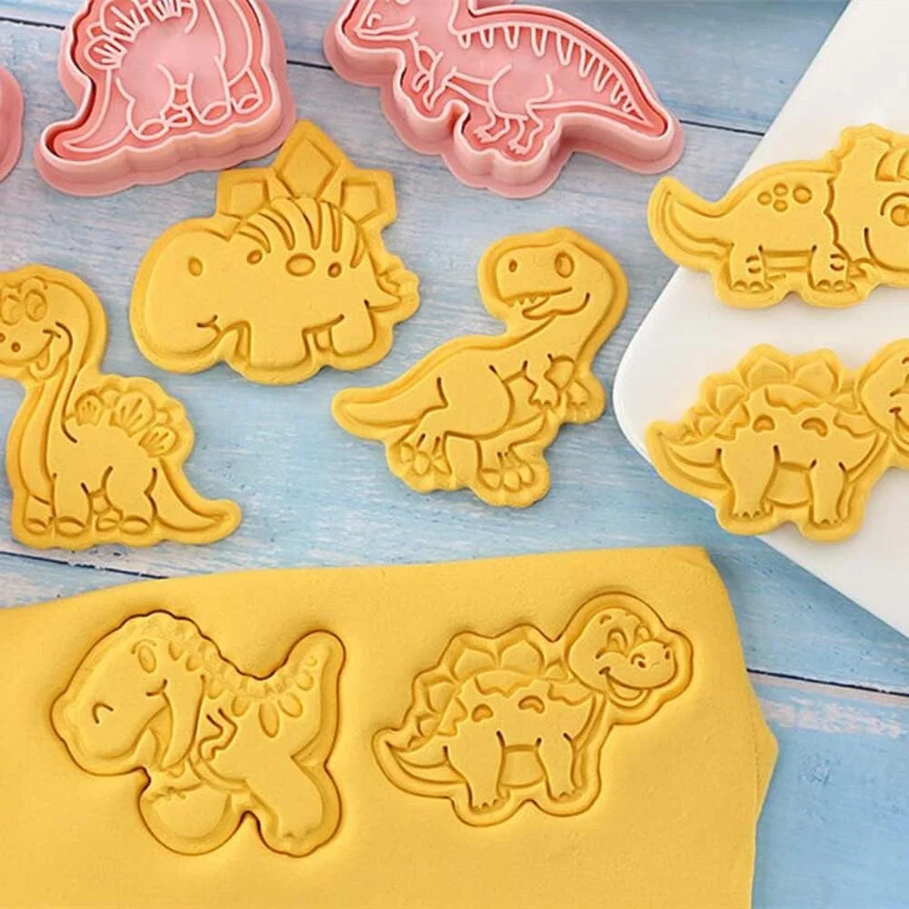 8PCS Dinosaur Animal Cookie Mold Dough Stamp Plastic 3D Pressable Cookie Mold DIY Candy Cake Baking Pastry Decorating Tools Cookie Cutter Baking Mold Cookie Mould Cookie Printing Mold Baking Decorating Tools Cookie Maker Press Kit