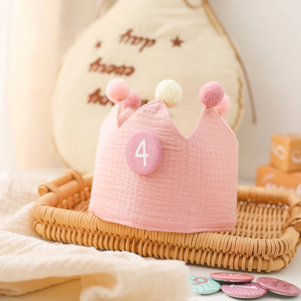 Baby Geburtstag Party Krone Hüte Wollkugel Stirnband Hut für Kinder Party Baby Zubehör Fotografie Prop 0-9 Jahre Geburtstagsgeschenk – Detail 7